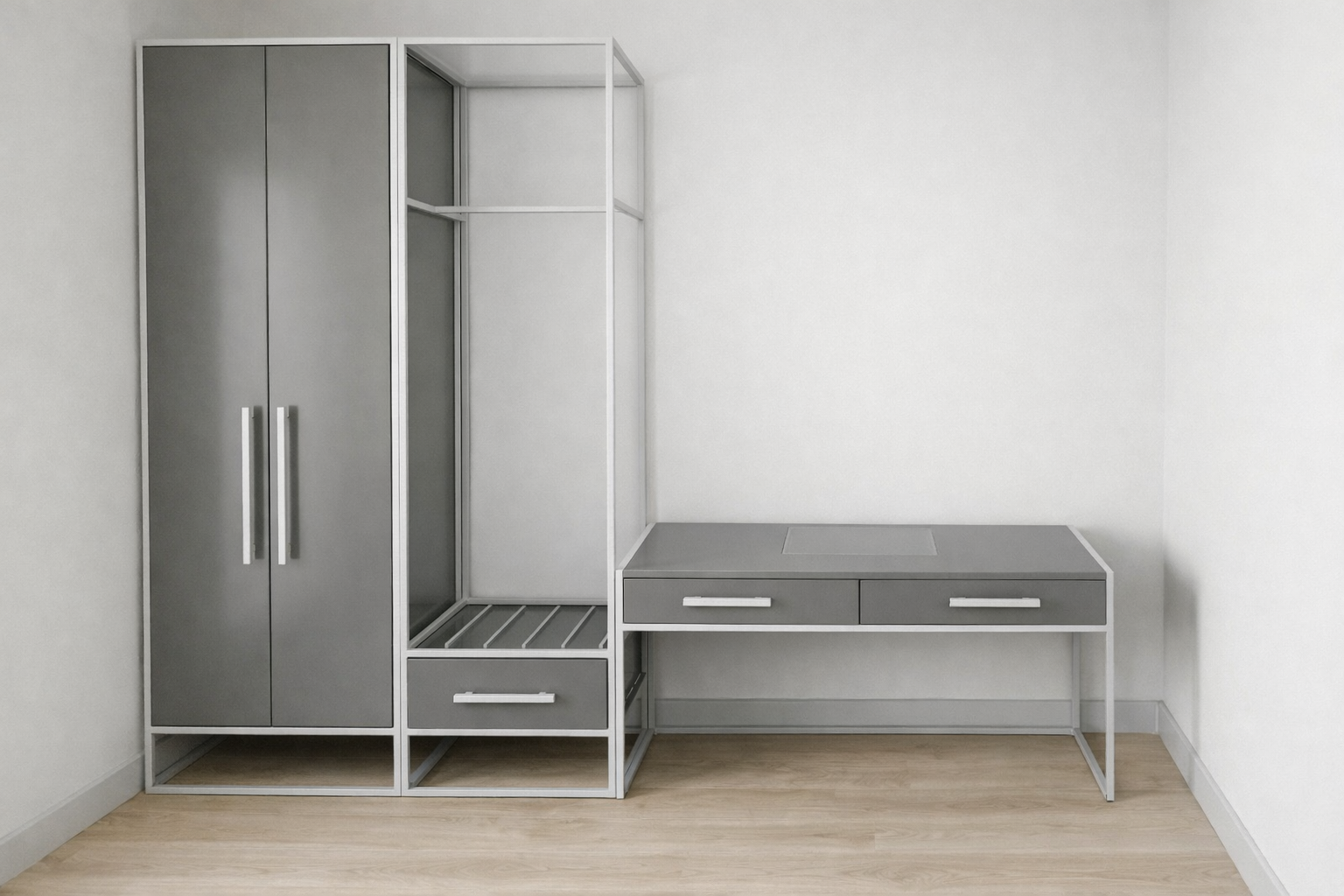 Steel structure for hotel room interior